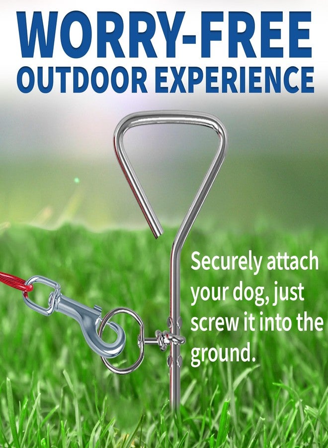 MeasuPro Chrome Dog Tie-Out Stake & 25 Foot Cable, Stainless Steel Heavy-Duty Outdoor Yard Camping Corkscrew Anchor stake Design with Tangle-Free 360 Swivel Hook for Dogs Play Boundary for Puppies & Adult Dogs - Image 2