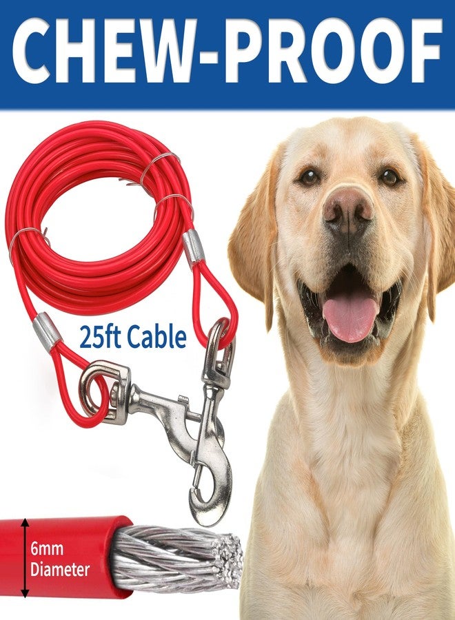 MeasuPro Chrome Dog Tie-Out Stake & 25 Foot Cable, Stainless Steel Heavy-Duty Outdoor Yard Camping Corkscrew Anchor stake Design with Tangle-Free 360 Swivel Hook for Dogs Play Boundary for Puppies & Adult Dogs - Image 3