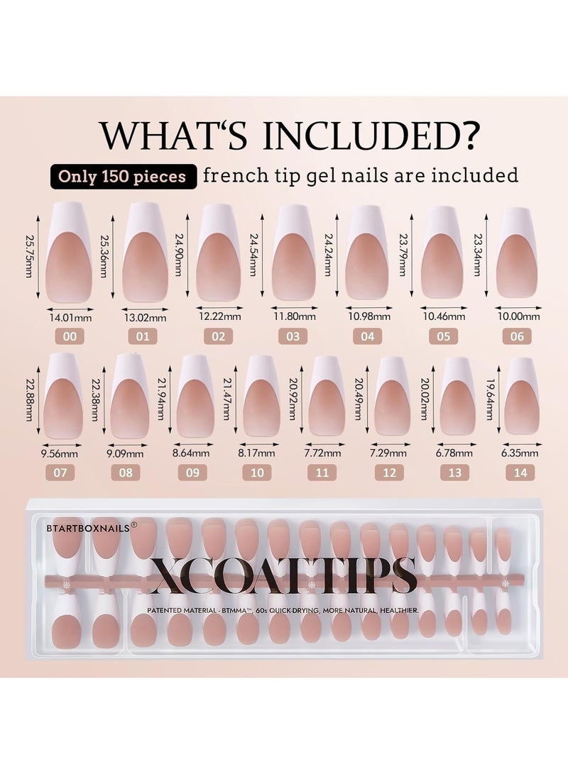 ريمي بيلا أظافر فرنش جل - أظافر فرنش جاهزة بالضغط بشكل كوفين مع برايمر وطبقة أساس مُسبقة 150 قطعة - Image 2