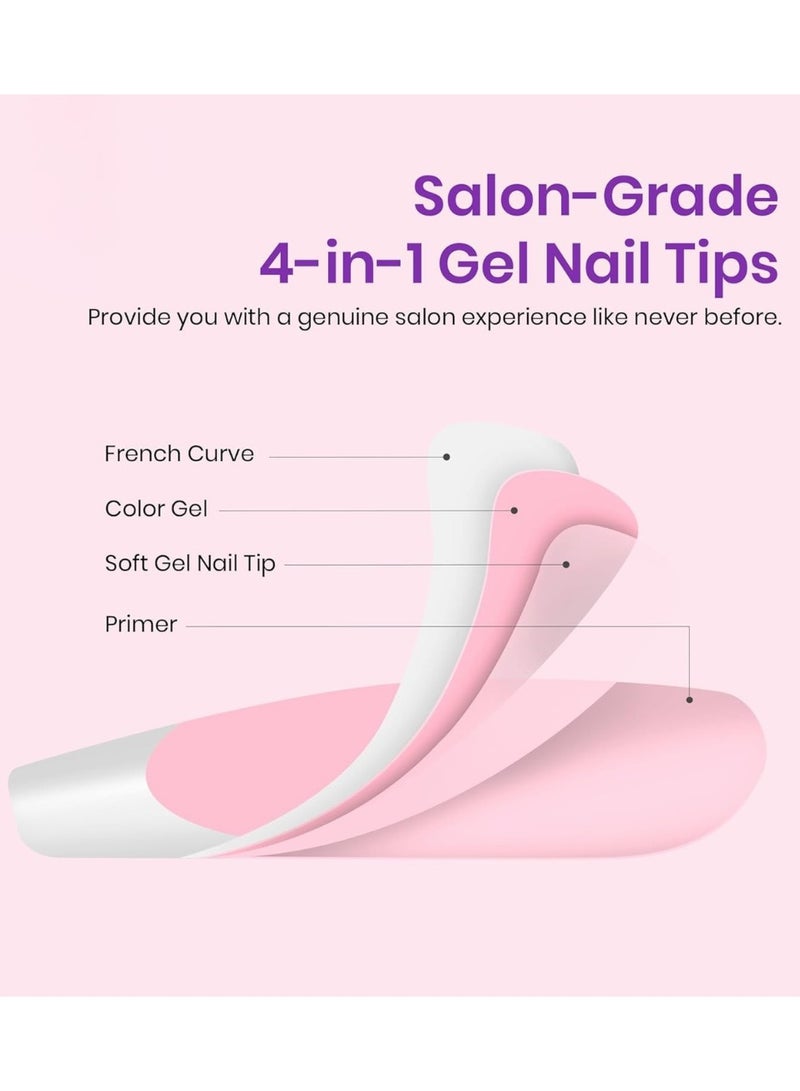 ريمي بيلا أظافر فرنش جل - أظافر فرنش جاهزة بالضغط بشكل كوفين مع برايمر وطبقة أساس مُسبقة 150 قطعة - Image 3