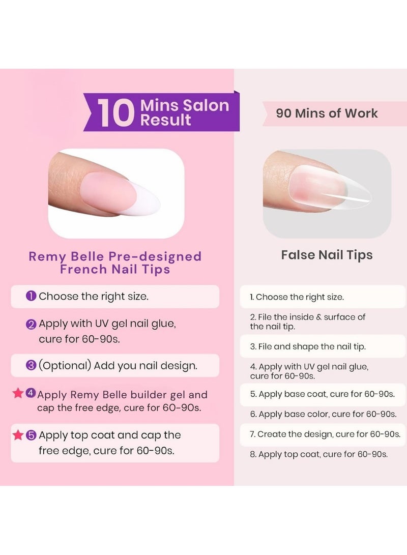 ريمي بيلا أظافر فرنش جل - أظافر فرنش جاهزة بالضغط بشكل كوفين مع برايمر وطبقة أساس مُسبقة 150 قطعة - Image 4