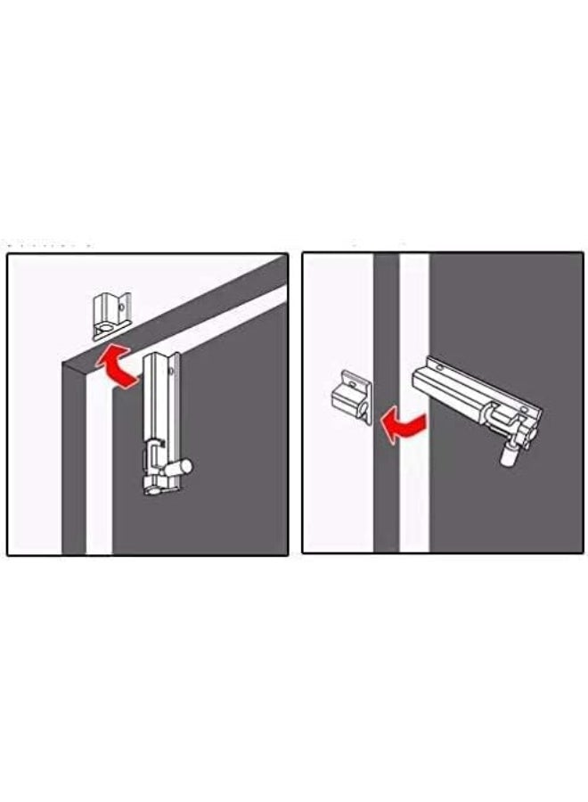 Emerald 2 Pack 4 Inch TOWER BOLT CP Lock, Heavy Duty Slide Latch Lock, Security Sliding Latch Lock, Door Latch Lock Slide Bolt, Silver - Image 2