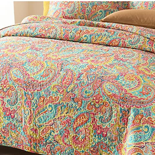 ENASAL Cotton Bedspread Quilt Sets, Reversible Bedding Coverlet Sets Comforter, Floral Paisley Bedspread (Gorgeous, Queen Size) - Image 4