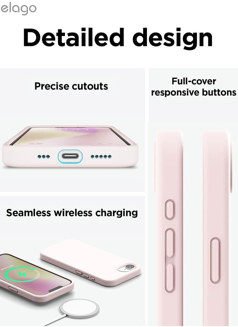 Elago Liquid Silicone for iPhone 16E case cover (2025) Full Body Protection, Shockproof, Slim, Anti-Scratch Soft Microfiber Lining - Lovely Pink  - Image 4
