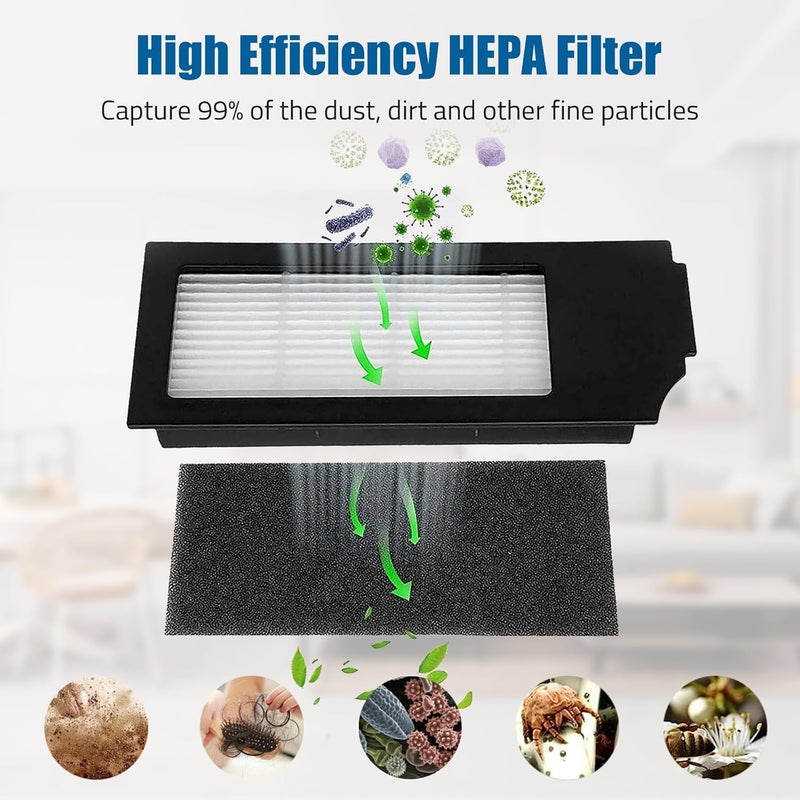 Chuancheng Replacement Accessories Kit For Ecovacs Deebot X1 TURBO/OMNI Robot Vacuum Cleaner Parts, 1 Main Brush, 6 Side Brush, 3 Hepa Filter, 4 Mop Cloth, 4 Dust Bag - Image 4