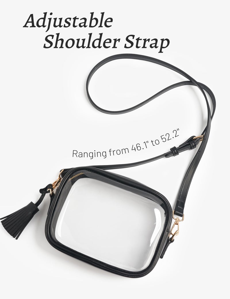 Yarnic Clear Bag Stadium Approved, PVC Clearly Crossbody Purse Small Transparent Crossbody Bags with Adjustable Shoulder Strap for Women Sports Event Concert (Black) - Image 5