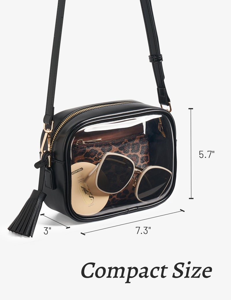 Yarnic Clear Bag Stadium Approved, PVC Clearly Crossbody Purse Small Transparent Crossbody Bags with Adjustable Shoulder Strap for Women Sports Event Concert (Black) - Image 4