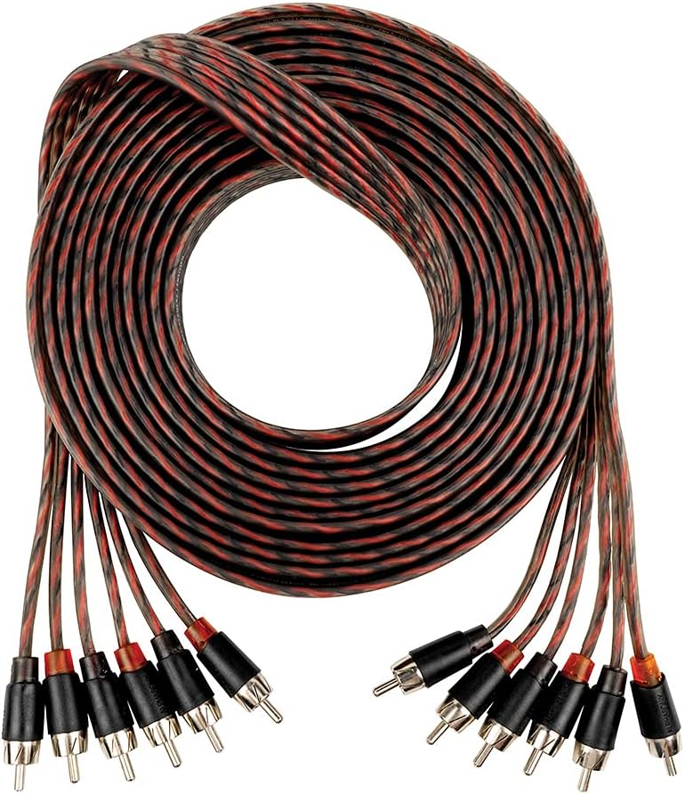 Alphasonik 17 Feet Premium 6 Channel Hyper-Flex RCA Interconnect Signal Patch Audio Cable with X-Radial Twist Wire Technology 100% Oxygen Free Copper Element Certified Multiple Applications FLEX-R66 - Image 1