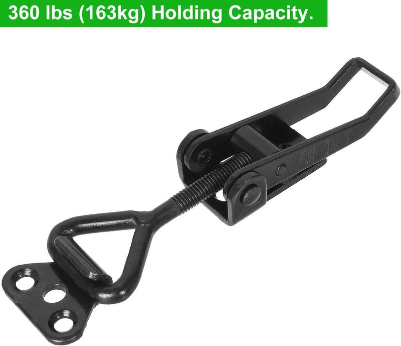 APACALI 8PCS Adjustable Toggle Clamp 360 lbs Holding Capacity Toggle Latch Hasp Clamp GH-4001 Lockable Quick Release Pull Latch Black Metal Draw Latch for Door, Box Case Trunk, Smoker Door, Jig - Image 4