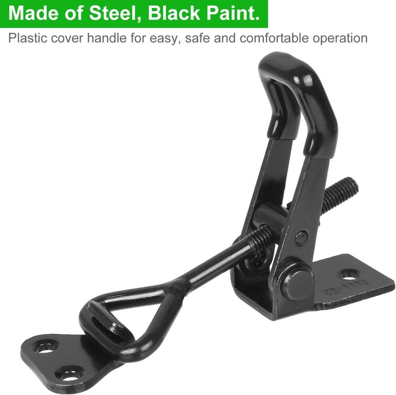 APACALI 8PCS Adjustable Toggle Clamp 360 lbs Holding Capacity Toggle Latch Hasp Clamp GH-4001 Lockable Quick Release Pull Latch Black Metal Draw Latch for Door, Box Case Trunk, Smoker Door, Jig - Image 3