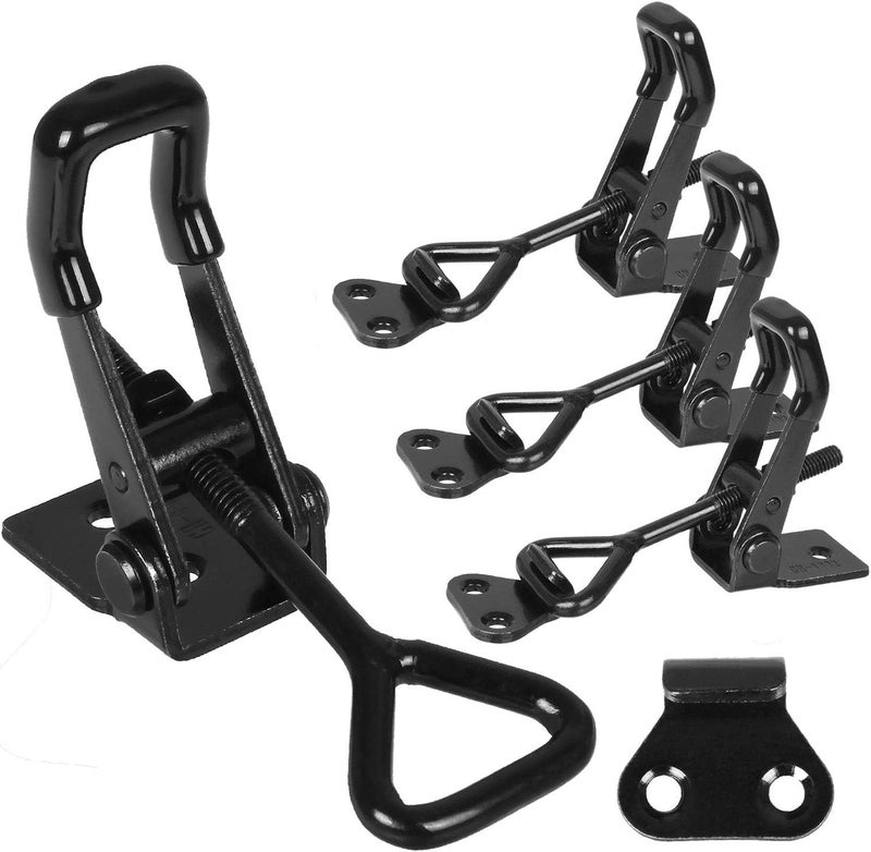 APACALI 8PCS Adjustable Toggle Clamp 360 lbs Holding Capacity Toggle Latch Hasp Clamp GH-4001 Lockable Quick Release Pull Latch Black Metal Draw Latch for Door, Box Case Trunk, Smoker Door, Jig - Image 1