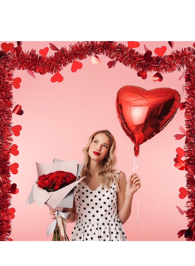 Mordely 6.5FT Valentine's Day Tinsel Garland, 2 Pieces Red Heart Metallic Twist Garland Valentines Tree Hanging Garland for Home Wedding Party Valentine's Day Decorations - Image 4