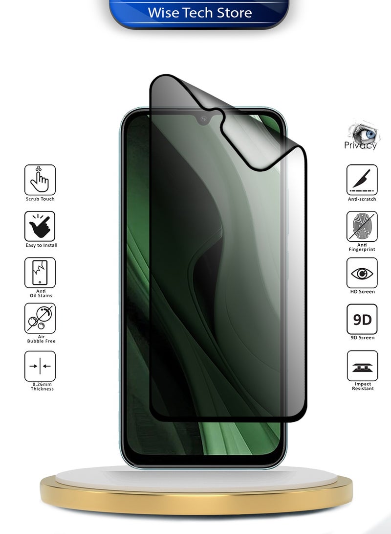 Wtech Xiaomi Poco C85 5G 2025 Premium Nano Ceramic Privacy Full Glue Full Cover Matte Flexible Screen Protector (MSCNMP) - Clear/Black - Image 2