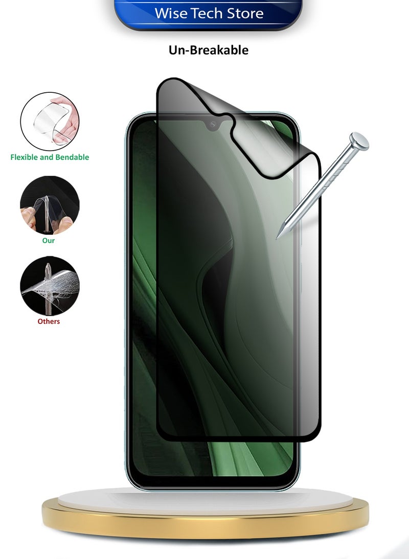 Wtech Xiaomi Poco C85 5G 2025 Premium Nano Ceramic Privacy Full Glue Full Cover Matte Flexible Screen Protector (MSCNMP) - Clear/Black - Image 3