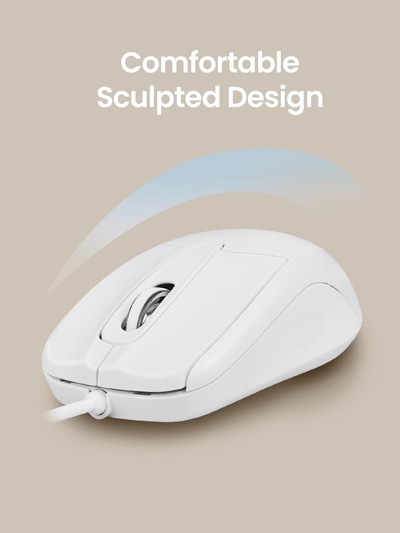 بيريكس PERIMICE-209CW ماوس بصري سلكي من نوع USB Type C - كابل بطول 4.9 قدم - 1000 نقطة في البوصة - أبيض - Image 3
