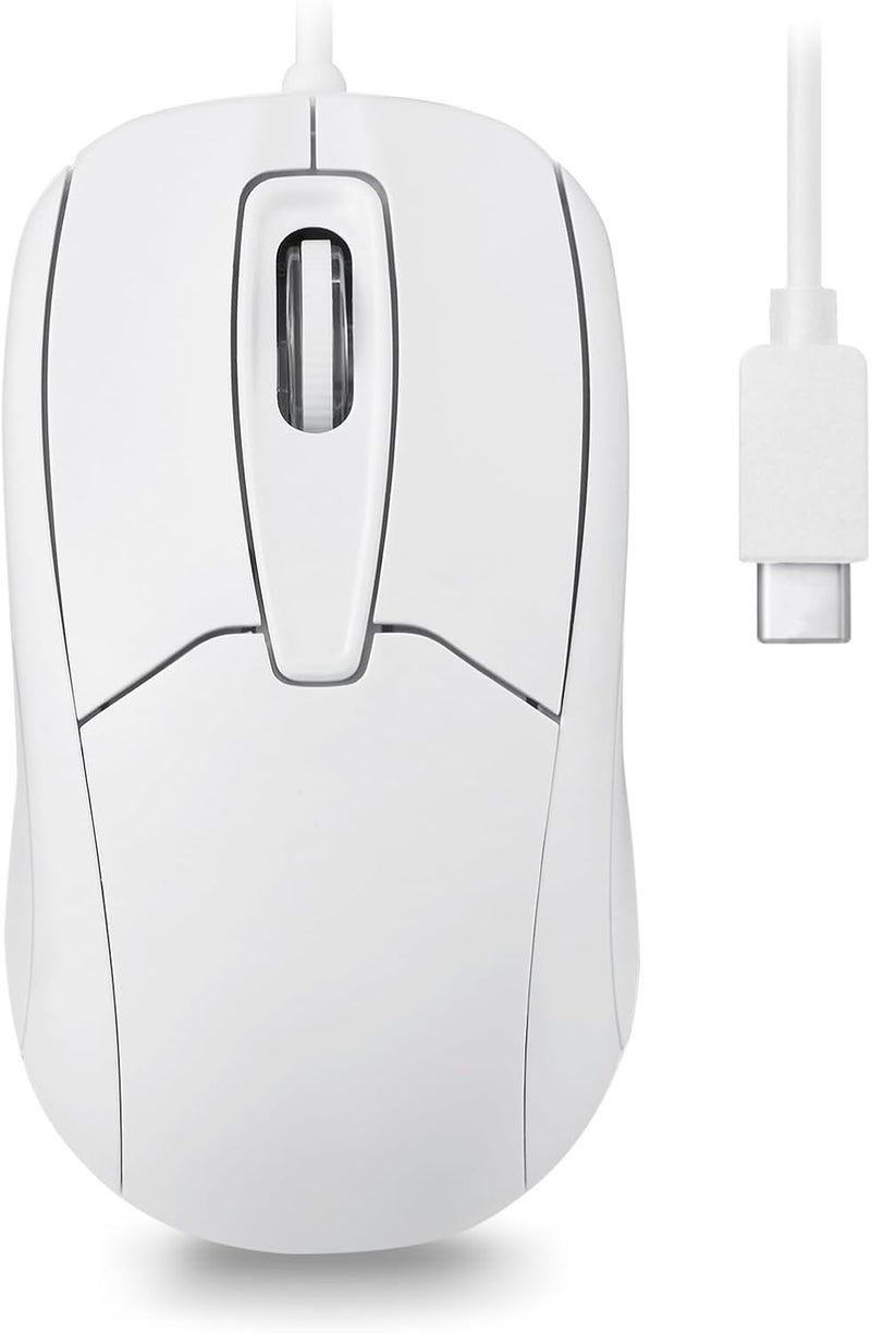 بيريكس PERIMICE-209CW ماوس بصري سلكي من نوع USB Type C - كابل بطول 4.9 قدم - 1000 نقطة في البوصة - أبيض - Image 1