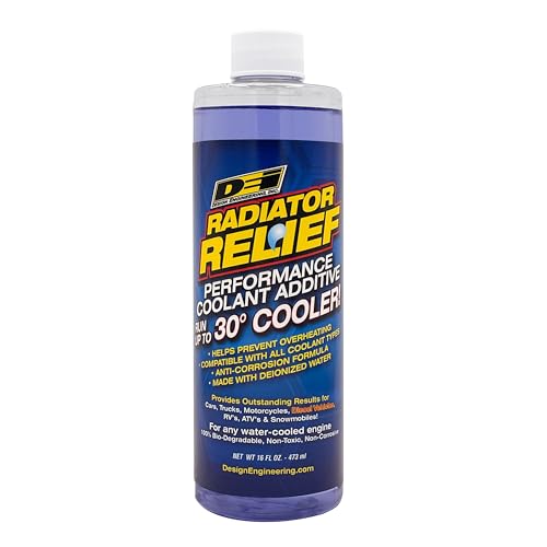 Design Engineering Radiator Relief Coolant Additive Engine Coolant for Cars, Trucks, RVs, Motorcycles & More Radiator Coolant Reduces Engine Temps Up to 30°F 16 oz. - Image 1