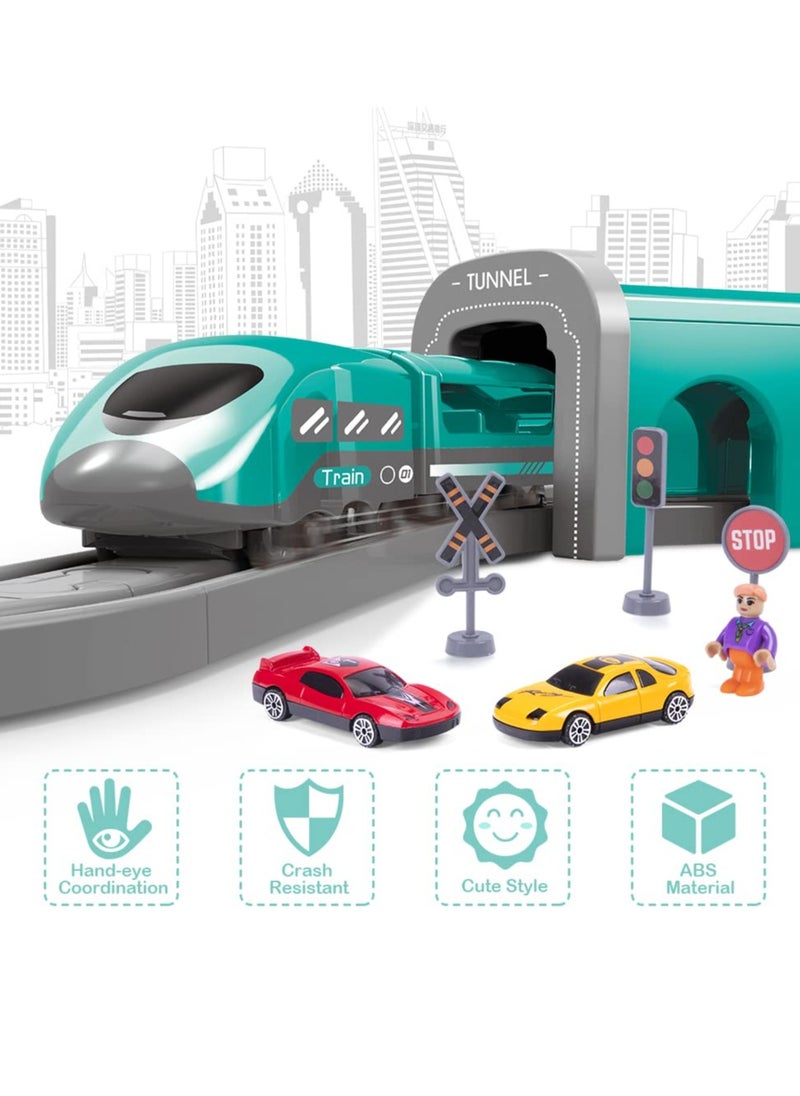 SYOSI Electric Train Toys Sets for Boys 66Pcs Battery Operated Train Set with Tracks Magnetic Connection DIY Rail Car Puzzle Assembling Building Blocks Track Magnetic Train Theme Set  - Image 2