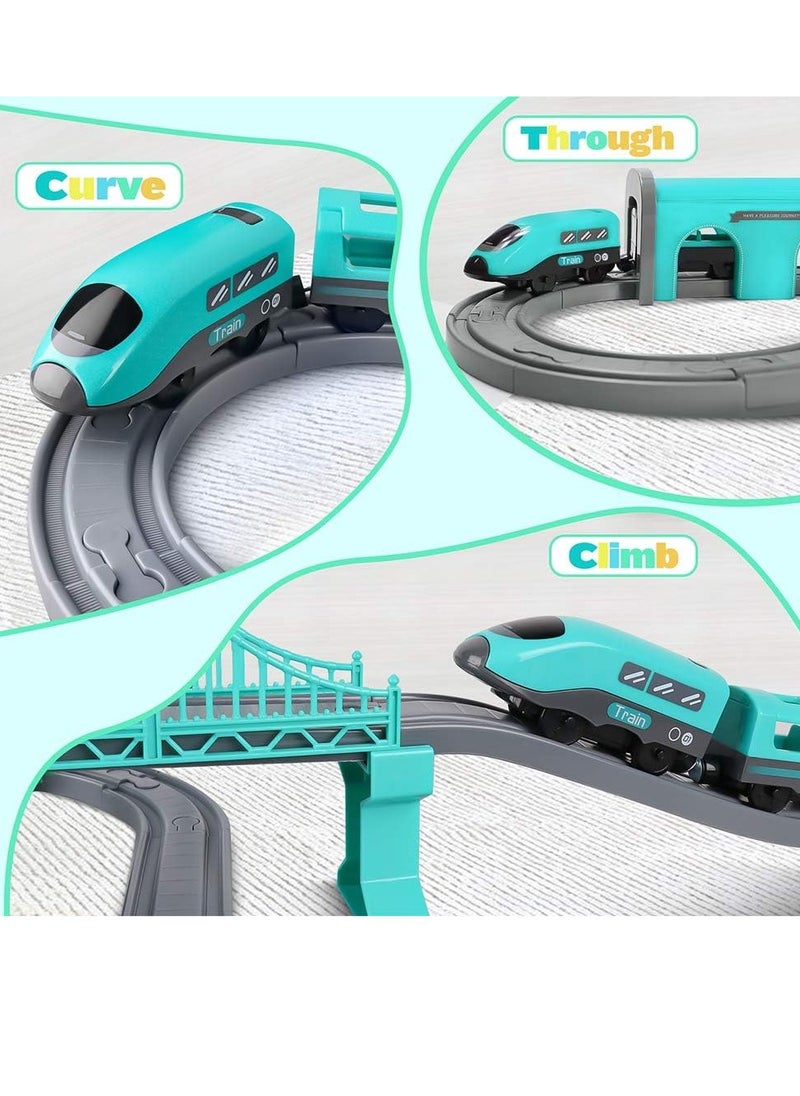 SYOSI - Electric Train Toys Sets for Boys 66Pcs Battery Operated Train Set with Tracks Magnetic Connection DIY Rail Car Puzzle Assembling Building Blocks Track Magnetic Train Theme Set - Image 1