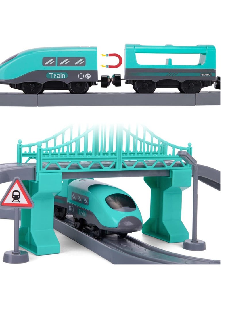 SYOSI Electric Train Toys Sets for Boys 66Pcs Battery Operated Train Set with Tracks Magnetic Connection DIY Rail Car Puzzle Assembling Building Blocks Track Magnetic Train Theme Set  - Image 5