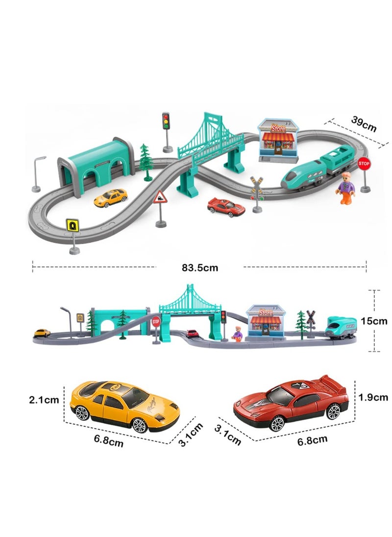 SYOSI Electric Train Toys Sets for Boys 66Pcs Battery Operated Train Set with Tracks Magnetic Connection DIY Rail Car Puzzle Assembling Building Blocks Track Magnetic Train Theme Set  - Image 3