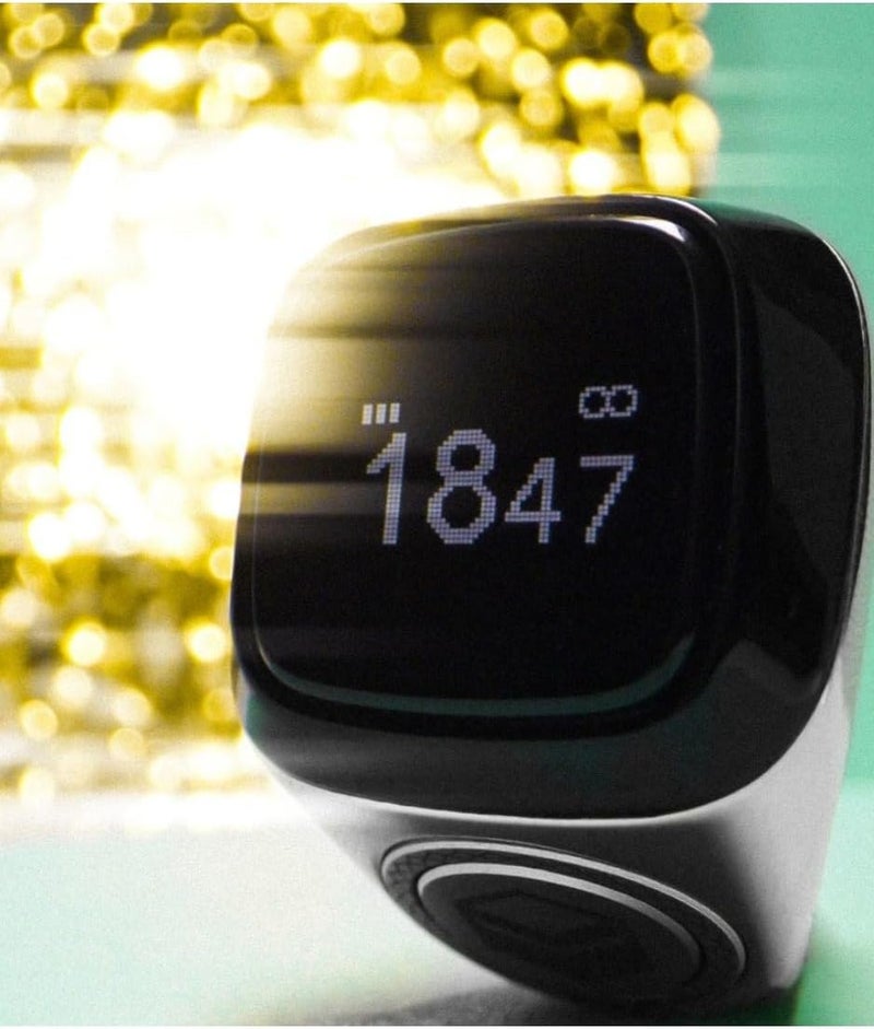 YU WELL iQIBLA Smart Tasbih Zikr Ring- Muslim Prayer- Prayer Timing Reminder OLED Display Tasbih Counter Smart Ring Wearable Technology Waterproof (22MM Metal, Bright Silver) - Image 3