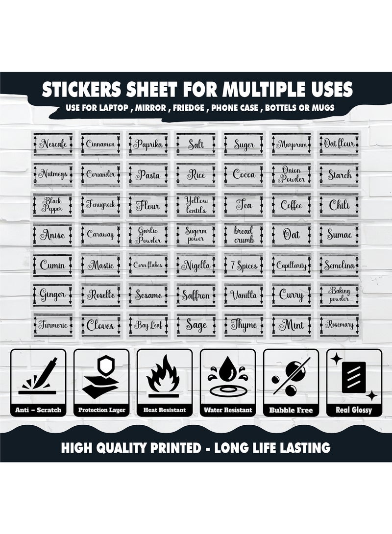 50Pcs Spice Sticker Labels – Waterproof Vinyl with Protective Coating, Durable Kitchen Organizer Tags for Herb and Seasoning Containers, Water-Resistant and Long-Lasting - Image 2