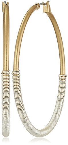 Robert Lee Morris "Spun Metal" Two-Tone Wire Wrapped Hoop Earrings - Image 4