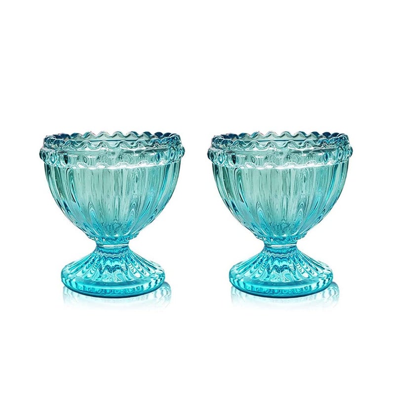 Blue Glass Egg Cup for Soft or Hard Boiled Egg Holder  Set of 2 Egg Holders for Breakfast Brunch Kitchenware Table Decoration Egg Cup for Home Party Tableware Decor Favors