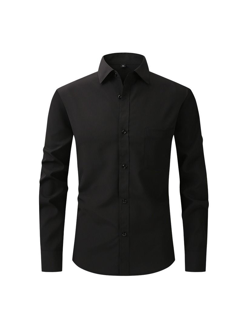 Loquat Thin Long Sleeved Slim Fitting Solid Color Men's Shirt - Image 1