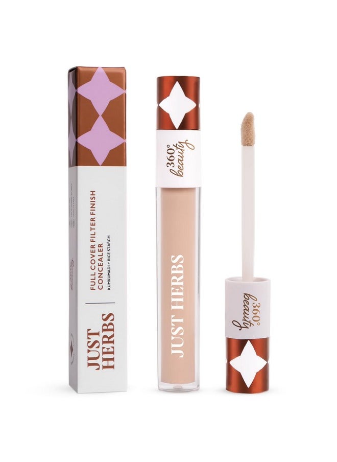Just Herbs Full Cover Filter Finish Under Eye Light Weighted Matte Finish Concealer For Face Makeup 5 Ml (Sand)  - Image 1