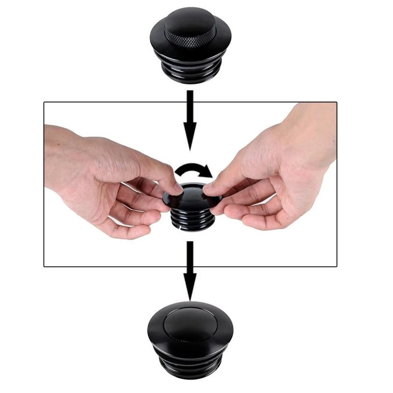 Kucehiup Motorcycle Clockwise Fuel Gas Oil Tank Cap,CNC Pop-up Gas Cap Compatible with Ha-r-le-y 1982-2018 Vented Fuel Tank Black - Image 5
