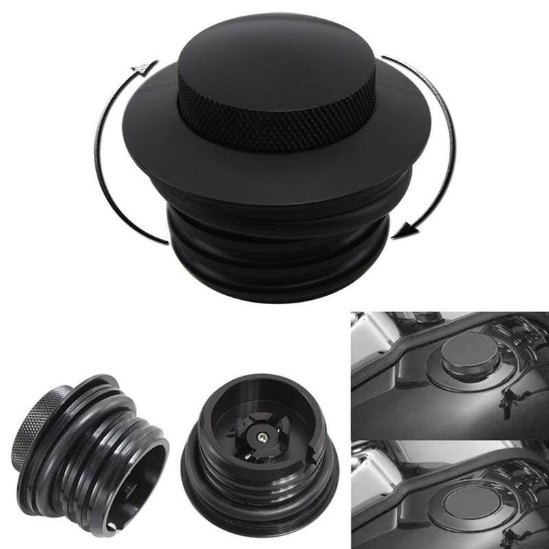 Kucehiup Motorcycle Clockwise Fuel Gas Oil Tank Cap,CNC Pop-up Gas Cap Compatible with Ha-r-le-y 1982-2018 Vented Fuel Tank Black - Image 3