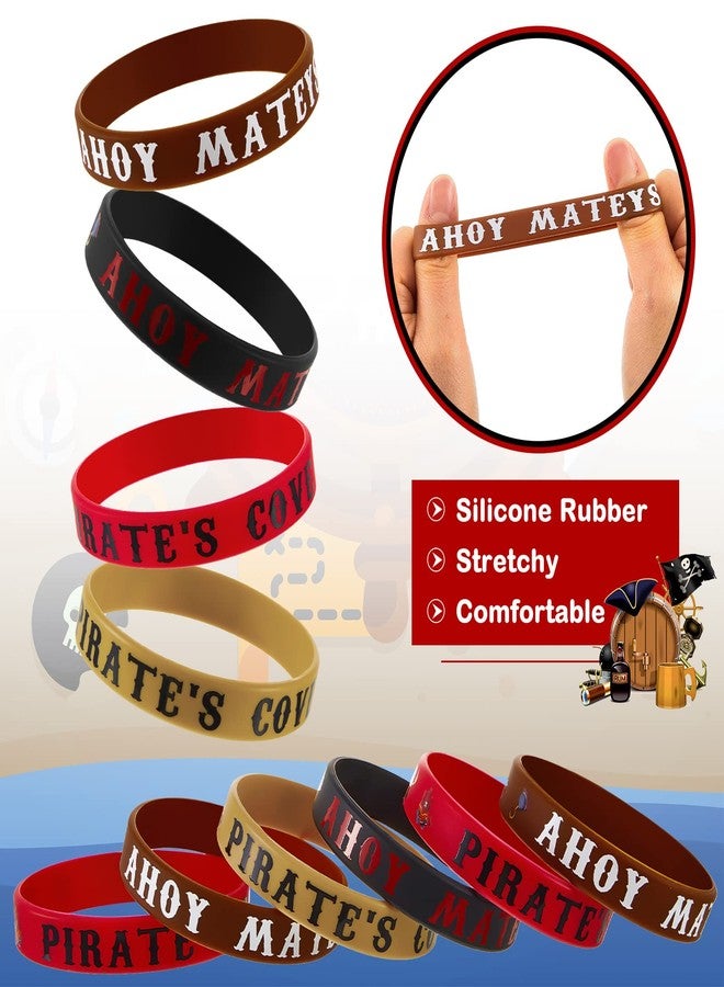 Leitee 48 Pcs Pirate Rubber Bracelets Pirate Party Theme Wristbands Silicone Wristbands Party Supplies Favors Accessories for Men Women Birthday Prizes, 4 Styles - Image 5