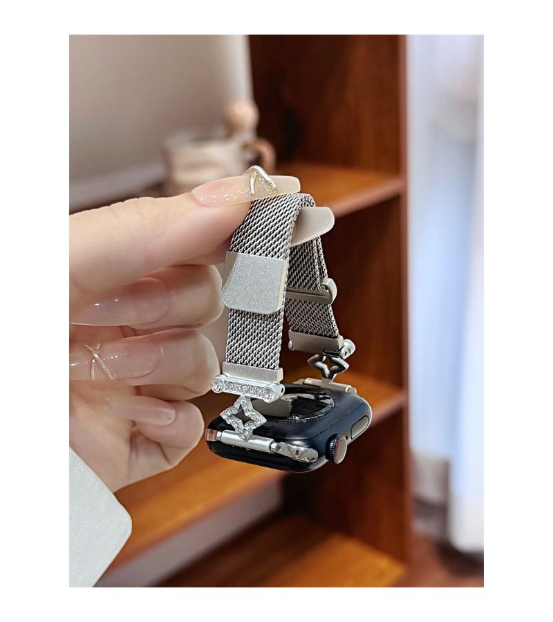 حزام ساعة سيلفري ميلانيزي بتصميم النجمة المتقاطعة، متوافق مع ساعة iWatch لأحجام 38mm و40mm و41mm و42mm - Image 4