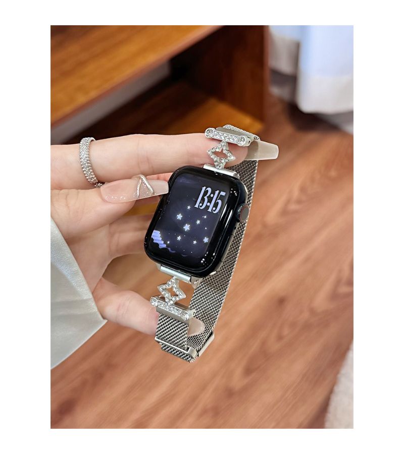 حزام ساعة سيلفري ميلانيزي بتصميم النجمة المتقاطعة، متوافق مع ساعة iWatch لأحجام 38mm و40mm و41mm و42mm - Image 3