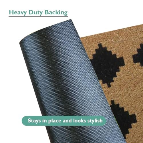 ATMAH Coir Tetris Strips Doormat 120x40 cm Beige | Anti Slip PVC Backing | Dirt Trapper Entrance Mat for Indoor & Covered Outdoor Use - Image 2
