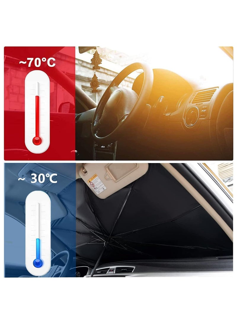 BJM Sun Shade,for Car Front Windshield, Car Umbrella Sun Shade Cover, Foldable UV Reflector And Heat, Sunshade for Cars, Fits Most Vans SUVS - Image 4