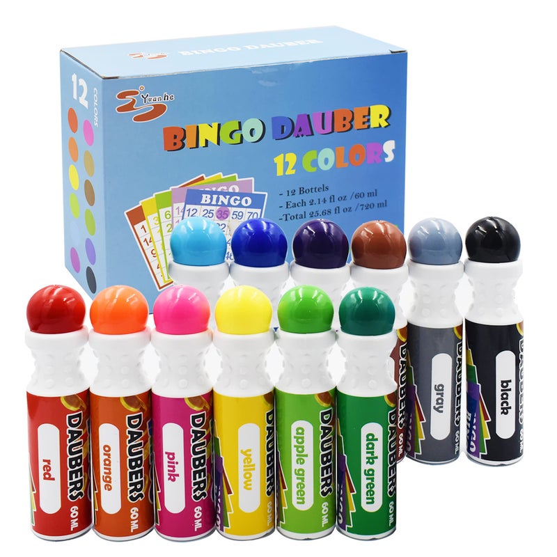 Yuanhe Bingo Daubers Dot Markers Mixed Colors Set of 12 Pack - Image 3