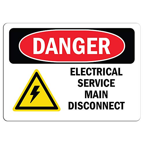Cortan360 Danger Sign - Electrical Service Main Disconnect | Label Decal Sticker Retail Store Sign Sticks to Any Surface 8" - Image 3