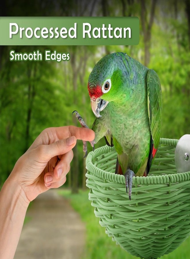 VTurboWay 1 Pack Bird Rattan Nest with 1 Pcs Nest Mat Egg Laying Bed Breeding House for Parrot Lovebird Cockatiel Budgerigar Finch Canary (Green) - Image 4