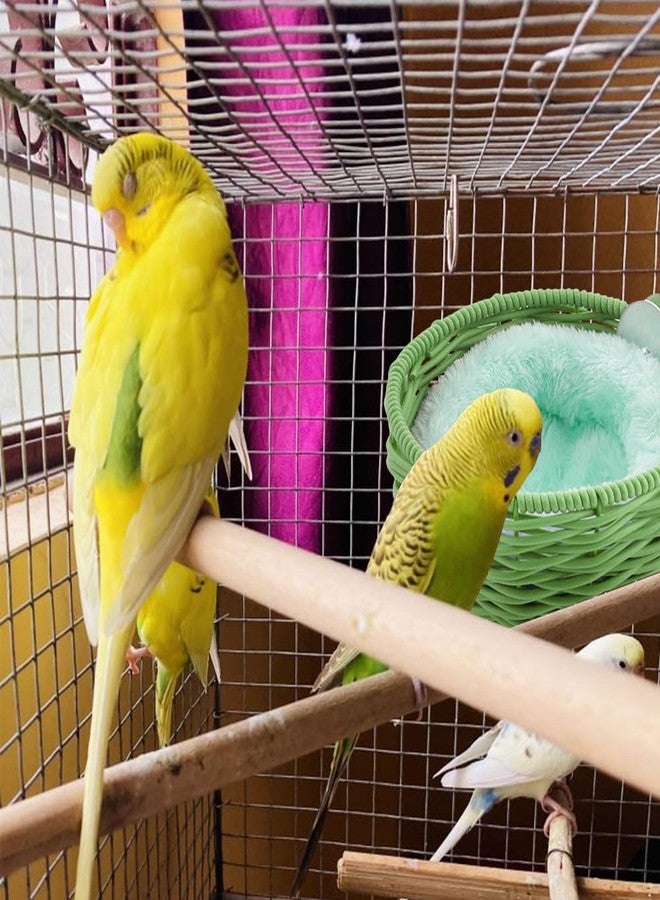 VTurboWay 1 Pack Bird Rattan Nest with 1 Pcs Nest Mat Egg Laying Bed Breeding House for Parrot Lovebird Cockatiel Budgerigar Finch Canary (Green) - Image 2