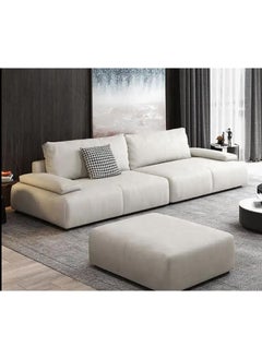 Comfynest 4-Seater Minimalist Sofa Set for Modern Living Rooms (White+Ottoman)  - Image 1
