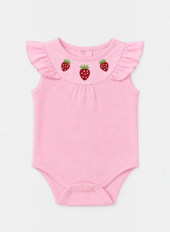 Victor And Jane Baby Girls Frill Strap Sleeveless Bodysuits - 3 Pack