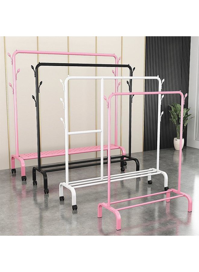 Bold Hanger Floor Drying Rack Household Indoor Folding Vertical Clothes Shelf Simple Wardrobe Storage-Color:Recommended  White Double Rod Double Layer + Wheel 1.3m  - Image 4