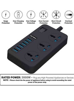 ELTRAZONE Universal 3 Gang Extension Lead Power Strip with USB Wall Plug Adapter and Surge Protector  - Image 5
