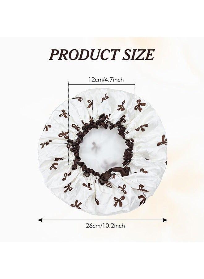 اتش واي 4 قطع قبعات دش مزدوجة مقاومة للماء ، قبعة استحمام مرنة قابلة لإعادة الاستخدام مطبوعة قبعة دش قبعة حمام قبعة تجميل صالون سبا دش كاب للنساء الفتيات - Image 3