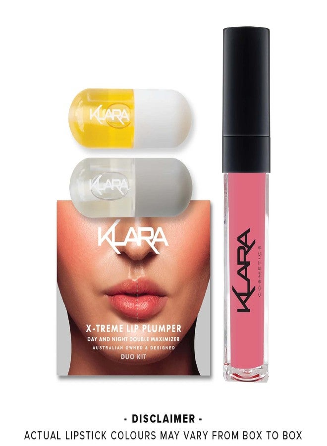 كلارا لمستحضرات التجميل مجموعة كلارا كوزمتكس لتكبير الشفاه - مجموعة هدايا للشفاه - أحمر شفاه سائل مطفي يدوم طويلاً - تركيبة متطورة لتكبير الشفاه - 3 قطع - Image 2