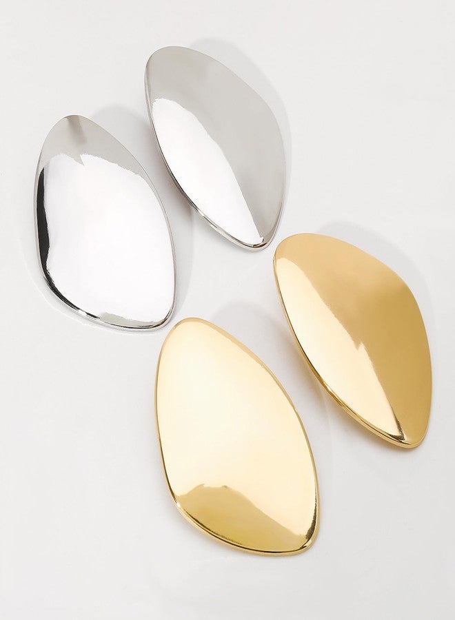 Frodete Gold Statement Earrings for Women Large Gold Chunky Earrings Irregular Geometric Drop Dangle Oval Round Pebble Shape Fashion Jewelry - Image 4