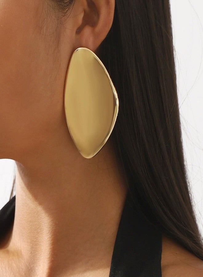 Frodete Gold Statement Earrings for Women Large Gold Chunky Earrings Irregular Geometric Drop Dangle Oval Round Pebble Shape Fashion Jewelry - Image 2